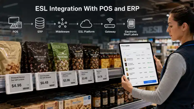 ادغام برچسب قفسه الکترونیکی با POS و ERP: API ها، نقشه برداری داده ها، مدیریت...